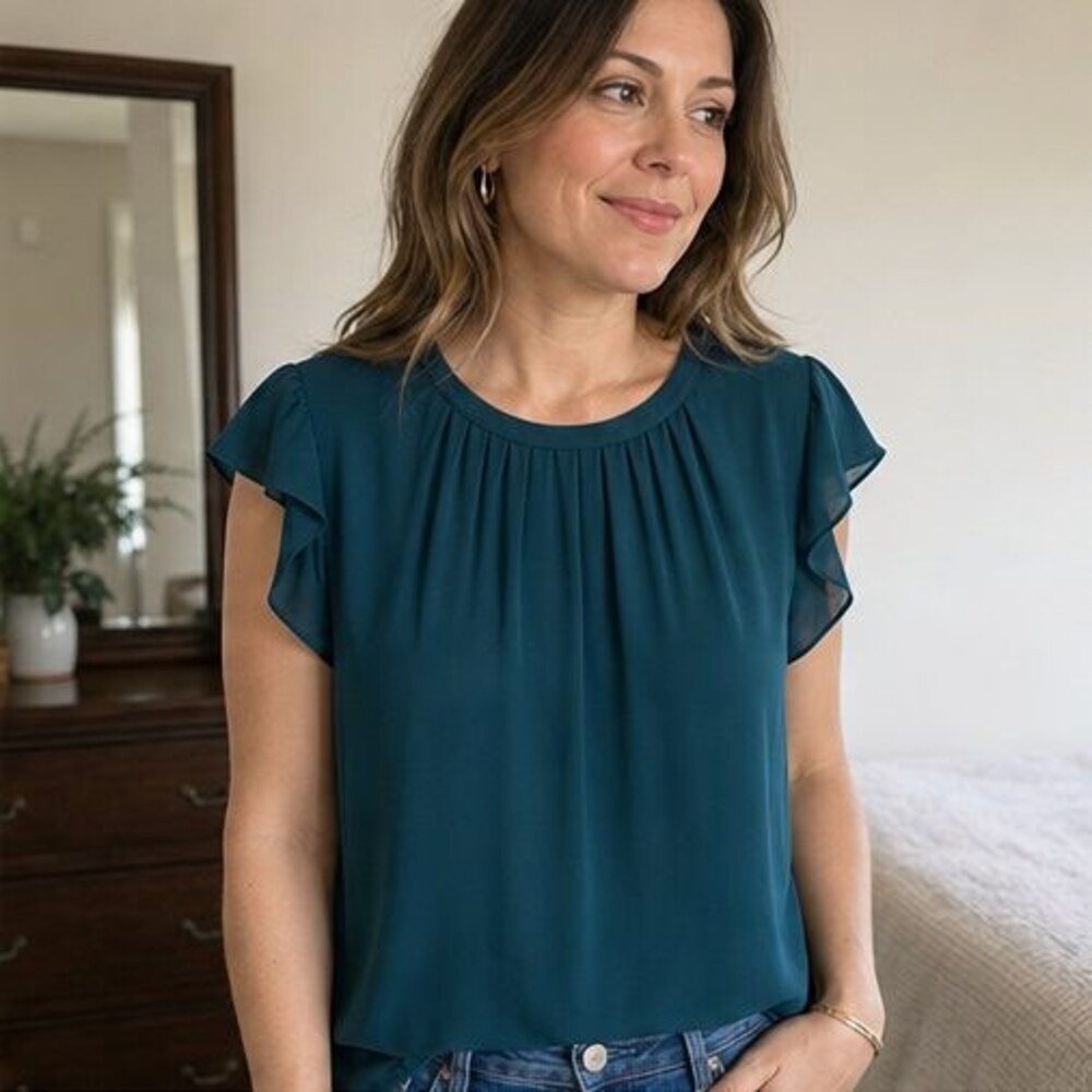 Blue Wrap Blouse - Picture 2 of 6